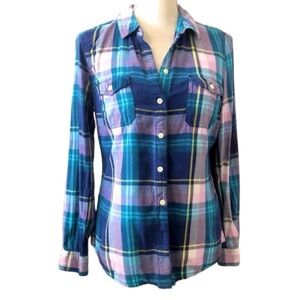 Old Navy Plaid Button-Up Women's Top